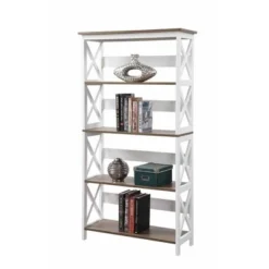 60" Oxford 5 Tier Bookcase - Breighton Home Driftwood/white -My Book Perch Sales Store unnamed file 1011