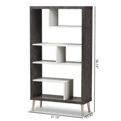 56.14" Atlantic Modern and Contemporary Two-Tone Finished Wood Display Shelf Dark Brown - Baxton Studio -My Book Perch Sales Store unnamed file 1040