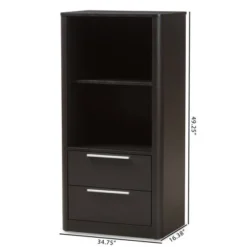 15.47" 2 Drawer Carlingford Modern and Contemporary Espresso Finished Wood Bookshelf Brown - Baxton Studio -My Book Perch Sales Store unnamed file 1049