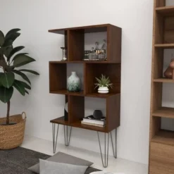 61" Metal and Wood 3 Shelf Books Shelf Brown - Olivia & May -My Book Perch Sales Store unnamed file 1055