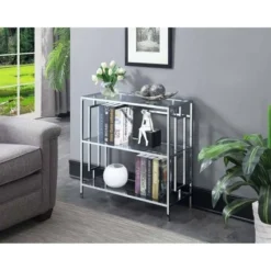 30" Town Square Chrome 3 Tier Bookcase Chrome - Breighton Home