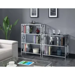 30" Town Square Chrome 3 Tier Bookcase Chrome - Breighton Home -My Book Perch Sales Store unnamed file 1093