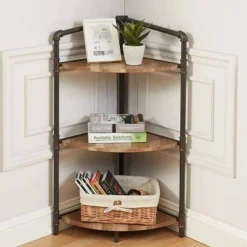 36.63" Beeme 3 Tier Corner Bookshelf Sand Black/Light Pure Copper - HOMES: Inside + Out