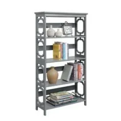 60" Omega 5 Tier Bookcase Gray - Breighton Home