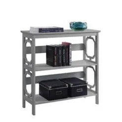 32.5" Omega 3 Tier Bookcase Gray - Breighton Home