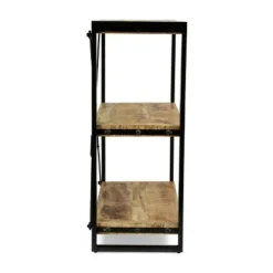 Brinkley Modern Industrial Handcrafted 3 Shelf Mango Wood Shelving Unit Natural/Black - Christopher Knight Home -My Book Perch Sales Store unnamed file 1206