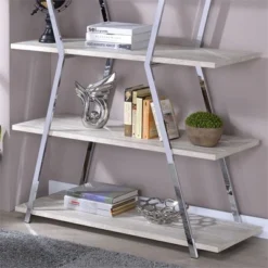 Ketano Metal 4-Shelf Bookcase in Chrome - Furniture of America -My Book Perch Sales Store unnamed file 1217