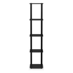 Furinno Turn-N-Tube 5 Tier Wooden PVC Corner Display Shelf and Bookcase for Living Room, Dining Room, Bedroom, and Office Spaces, Americano Black
