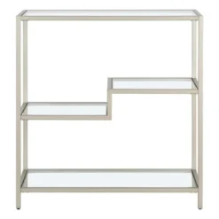 Henn& Hart 36" Tall Satin Nickel Bookcase - Henn&Hart