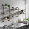Hollis Industrial Wood 2-Tier Wall Display Shelf in Natural - Furniture of America