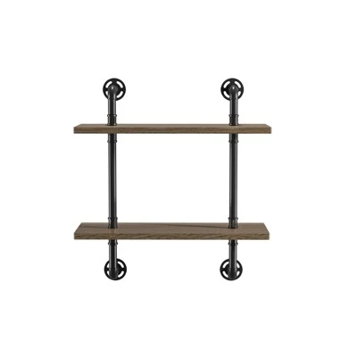 Hollis Industrial Wood 2-Tier Wall Display Shelf in Natural - Furniture of America 4 Hollis Industrial Wood 2-Tier Wall Display Shelf in Natural - Furniture of America - Image 2