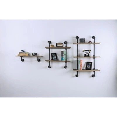 Hollis Industrial Wood 2-Tier Wall Display Shelf in Natural - Furniture of America 6 Hollis Industrial Wood 2-Tier Wall Display Shelf in Natural - Furniture of America - Image 4