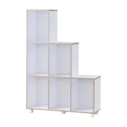 Chapin 6-Compartment Wood Bookcase in White - Furniture of America