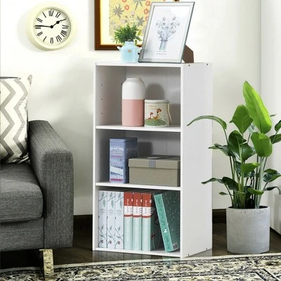 Costway 3 Tier Open Shelf Bookcase Multi-functional Storage Display Cabinet Furni White 4 Costway 3 Tier Open Shelf Bookcase Multi-functional Storage Display Cabinet Furni White - Image 2