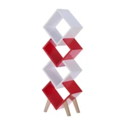 Yarmow Modern Wood Bookcase in White and Red - Furniture of America