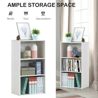 Costway 3 Tier Open Shelf Bookcase Multi-functional Storage Display Cabinet Furni White 7 Costway 3 Tier Open Shelf Bookcase Multi-functional Storage Display Cabinet Furni White - Image 5