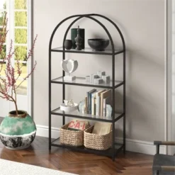 Henn& Hart 62 in. Arched Black Bronze Bookcase - Henn&Hart -My Book Perch Sales Store unnamed file 1444