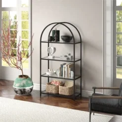Henn& Hart 62 in. Arched Black Bronze Bookcase - Henn&Hart -My Book Perch Sales Store unnamed file 1445