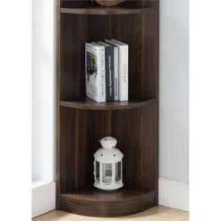 Maleena 5-Shelf Corner Wood Bookcase in Dark Walnut - Furniture of America -My Book Perch Sales Store unnamed file 1456