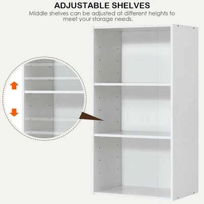 Costway 3 Tier Open Shelf Bookcase Multi-functional Storage Display Cabinet Furni White 11 Costway 3 Tier Open Shelf Bookcase Multi-functional Storage Display Cabinet Furni White - Image 9