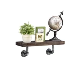 23.5" x 7.3" Industrial Pipe Wall Shelf - Danya B. Dark Brown/silver -My Book Perch Sales Store unnamed file 1473