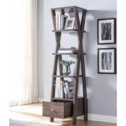 Stokes Wood 4-Shelf 71-Inch Standard Bookcase in Walnut Oak - Furniture of America -My Book Perch Sales Store unnamed file 1476