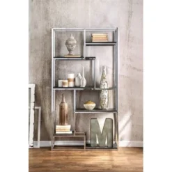 Jan Modern Metal 6-Shelf Bookcase in Chrome - Furniture of America -My Book Perch Sales Store unnamed file 1480