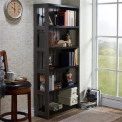 Iman 5-Shelf Wood Bookcase in Dark Gray and Black - Furniture of America -My Book Perch Sales Store unnamed file 1498