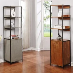 Armand Modern Wood Shelf with Storage in Natural - Furniture of America