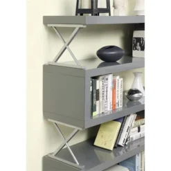 Sheena Contemporary Bookcase in Glossy Gray - Furniture of America