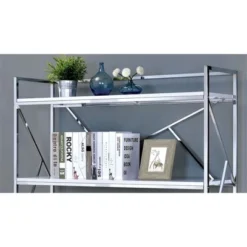 Bettallo Modern Wood 4 Shelf Bookcase in Chrome and White - Furniture of America -My Book Perch Sales Store unnamed file 1531