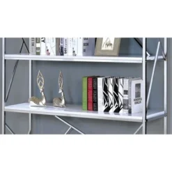 Bettallo Modern Wood 4 Shelf Bookcase in Chrome and White - Furniture of America -My Book Perch Sales Store unnamed file 1532