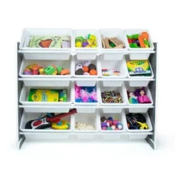 Soho Toy Storage Organizer with 16 Storage Bins Gray/White - Humble Crew