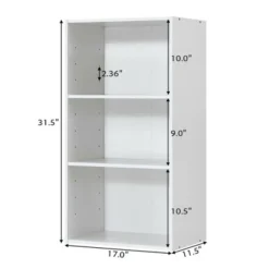 Costway 2 PCS 3 Tier Open Shelf Bookcase Multi-functional Storage Display Cabinet White