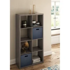 ClosetMaid 458500 Heavy Duty Decorative Bookcase Open Back 8-Cube Storage Organizer in Graphite Gray for Home, Closet, Office, or Toys