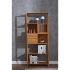 Selma Bamboo Bookcase Right Facing Spindle Cabinet - Boraam Natural -My Book Perch Sales Store unnamed file 1754