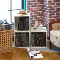 Way Basics Eco Stackable Vinyl Record Storage Cube White 14 Way Basics Eco Stackable Vinyl Record Storage Cube White -My Book Perch Sales Store unnamed file 1774