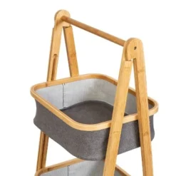 Honey-Can-Do 2 Tier Bamboo and Canvas A-Frame Shelving Unit -My Book Perch Sales Store unnamed file 1825