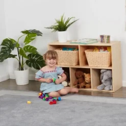 ECR4Kids Birch Streamline 5-Compartment Storage Cabinet, Wood Toy Storage Shelves for Kids