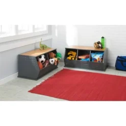 Badger Basket Metal and Bamboo 3 Bin Stackable Storage Cubby Charcoal/Natural -My Book Perch Sales Store unnamed file 1854