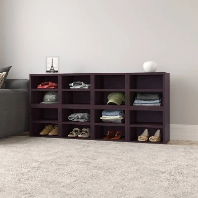 Way Basics Eco Stackable Connect Cube with Shelf Modular Cubby Organizer Storage System Espresso Wood Grain 4 Way Basics Eco Stackable Connect Cube with Shelf Modular Cubby Organizer Storage System Espresso Wood Grain - Image 2