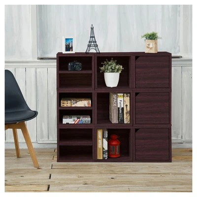 Way Basics Eco Stackable Connect Cube with Shelf Modular Cubby Organizer Storage System Espresso Wood Grain 7 Way Basics Eco Stackable Connect Cube with Shelf Modular Cubby Organizer Storage System Espresso Wood Grain - Image 5