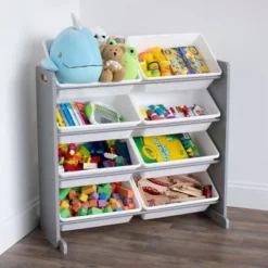 Toy Storage Organizer with 8 Large Storage Bins Gray/White - Humble Crew -My Book Perch Sales Store unnamed file 196