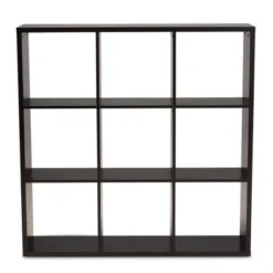 Janne 9 Cube Multipurpose Storage Shelf Dark Brown - Baxton Studio