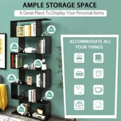 Costway 6 Tier S-Shaped Bookshelf Storage Display Bookcase Decor Z-Shelf -My Book Perch Sales Store unnamed file 2132