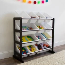 Ladder Toy Storage Organizer with 12 Storage Bins Espresso/White - Humble Crew -My Book Perch Sales Store unnamed file 217
