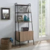 72" Open Shelf and Closed Storage Cabinet Ladder Bookcase - Saracina Home Dark Walnut -My Book Perch Sales Store unnamed file 2171