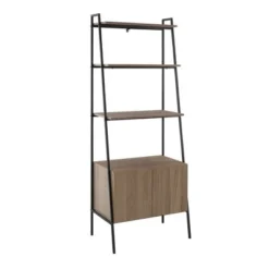 72" Open Shelf and Closed Storage Cabinet Ladder Bookcase - Saracina Home Dark Walnut -My Book Perch Sales Store unnamed file 2179