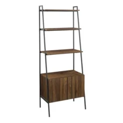 72" Open Shelf and Closed Storage Cabinet Ladder Bookcase - Saracina Home Dark Walnut -My Book Perch Sales Store unnamed file 2181
