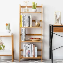 Costway Multifunctional 4 Shelf Bamboo Bookcase Ladder Plant Flower Stand Rack Storage -My Book Perch Sales Store unnamed file 2195
